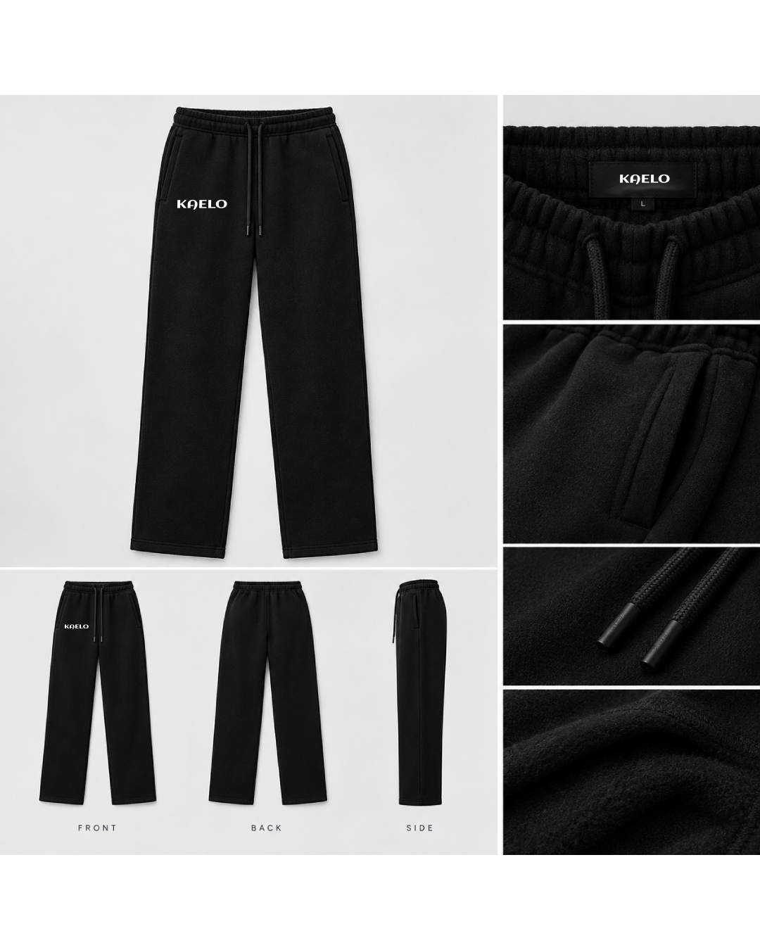 kaelo black straight leg joggers